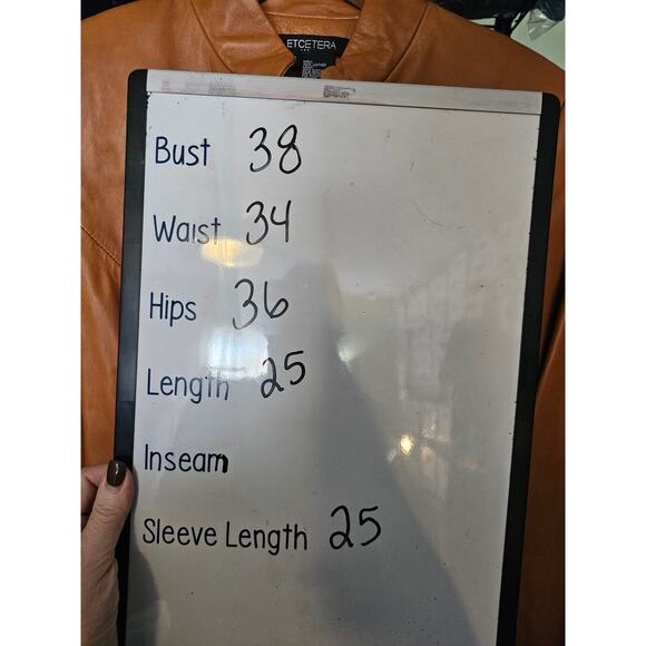 Etcetera sz 6 100% leather tan brown soft mandarin collar jacket looks new! - Picture 6 of 6